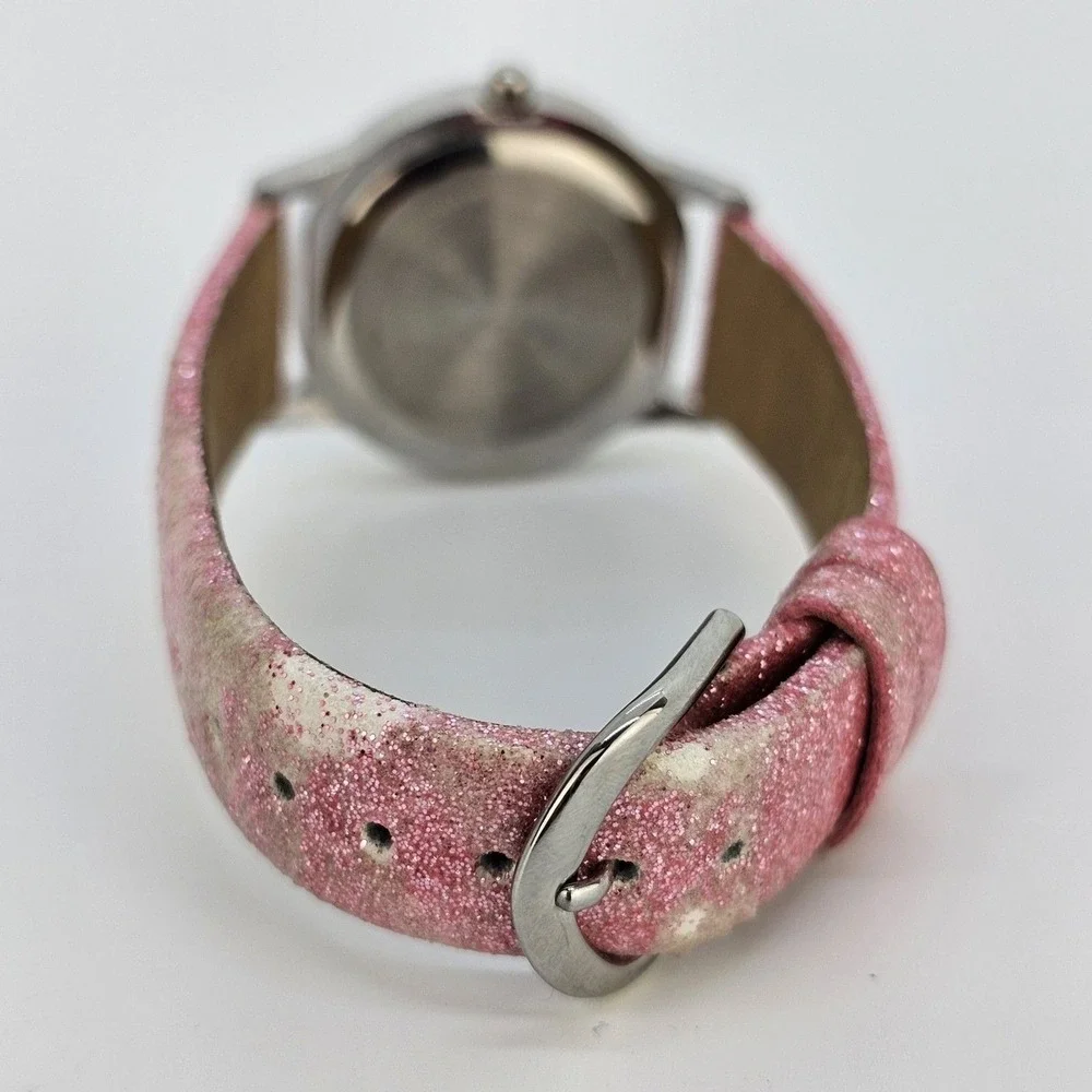 Red Balloon Watch Women 31MM White Dial Pink Leather Bands Up to 6.5